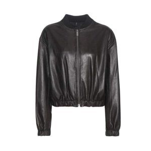 Helmut Lang Leather Crop Bomber Jacket - NEW